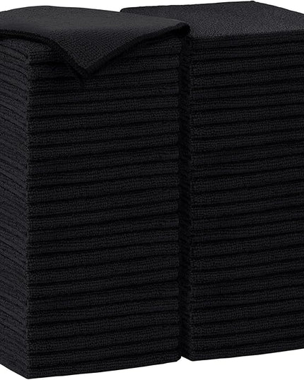 AIDEA Microfiber Cleaning Cloth-50PK, Soft Microfiber Towels for Cars, Absorbent Cleaning Rags, Lint-Free Streak-Free Wash Cloths for House, Kitchen, Window(12in.x12in), Black