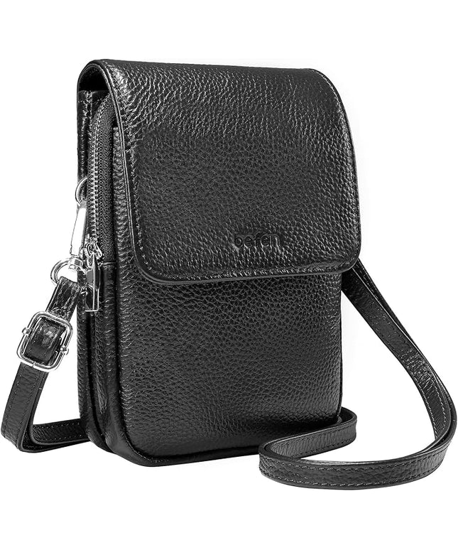 befen Genuine Leather Small Crossbody Bags for Women, Cell Phone Cross body Purse Bag with RFID Blocking Card Slots