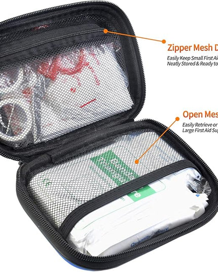 I GO 85 Pieces Hard Shell Mini Compact First Aid Kit, Small Personal Emergency Survival Kit for Travel Hiking Camping Backpacking Hunting Marine Car