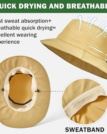 Sukeen Bucket Hat, Waterproof, Skin-Friendly, Shields Neck, Quick-Dry, Breathable, Hat for Fishing, Travel hat