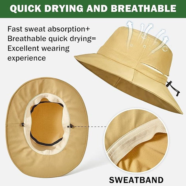 Sukeen Bucket Hat, Waterproof, Skin-Friendly, Shields Neck, Quick-Dry, Breathable, Hat for Fishing, Travel hat