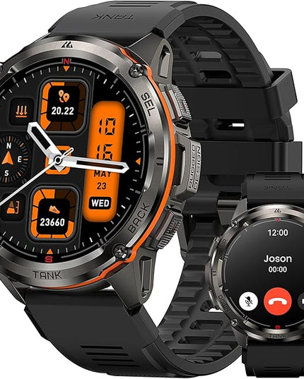 AMAZTIM GPS Smart Watch for Men, 6 Satellite Positioning, Compass, Stainless Steel Body, 50M Waterproof, 470mAh Extra-Large Battery, Answer/Make Call, 1.43" AMOLED Screen, Compatible for Android iOS
