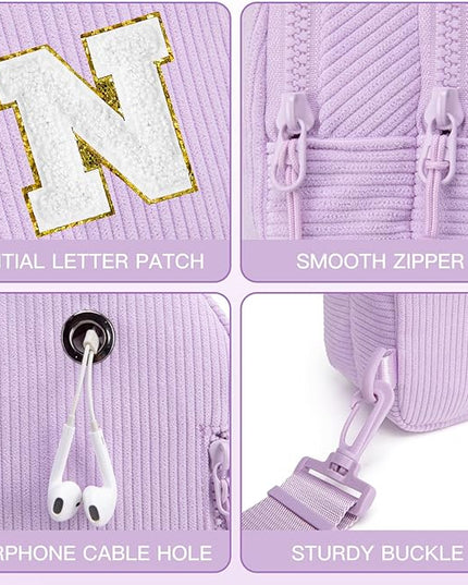 Viverte Small Corduroy Sling Bag Initial Crossbody Bag Fanny Pack for Girls Personalized Birthday Gifts for Teen Girls Gifts