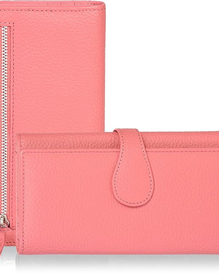 Real Leather Women Wallet Leather with RFID Blocking -Trifold Card Holder Designer Ladies Clutch with ID Window Wallets