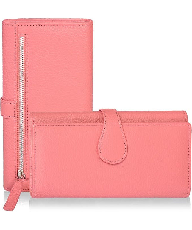 Real Leather Women Wallet Leather with RFID Blocking -Trifold Card Holder Designer Ladies Clutch with ID Window Wallets