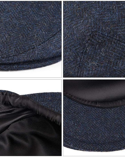 VOBOOM Men's Herringbone Flat Ivy Newsboy Hat Wool Blend Gatsby Cabbie Cap