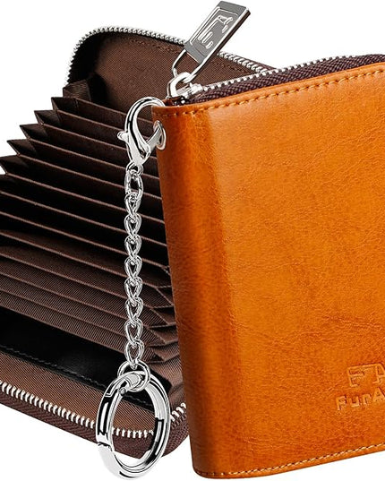 FurArt Zipper Wallet Women, RFID Blocking Credit Card Wallet, Business Card Holder, Compact Size KeyChain Wallet