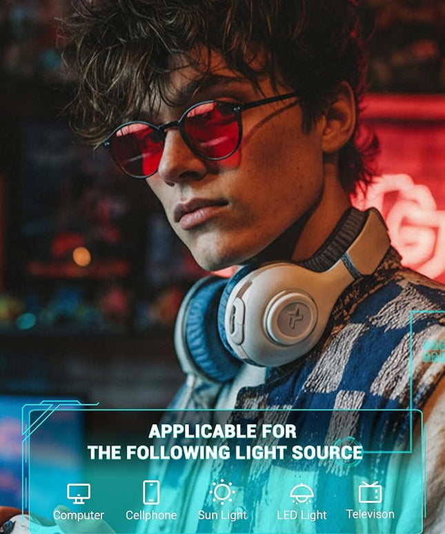 TIJN Blue Light Blocking Glasses Men Women Vintage Thick Round Rim Frame Eyeglasses