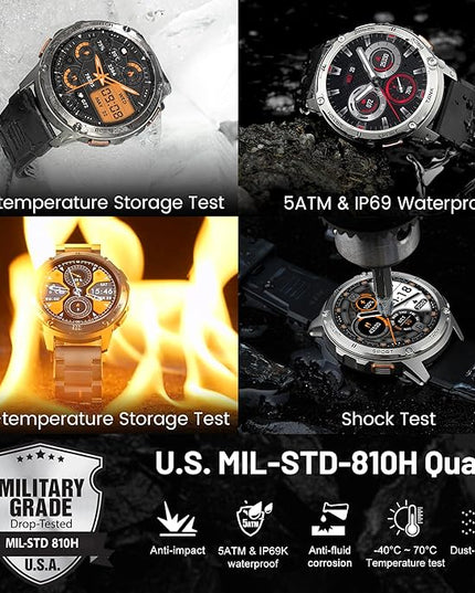 KOSPET Smart Watch for Men, 60 Days Extra-Long Battery, 50M Waterproof Rugged Military Smartwatch (Answer/Make Calls), 170 Sports Mode 1.43” AMOLED Display Fitness Watch-Voice Assistant