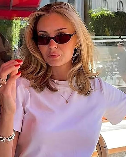 Retro Oval Cat Eye Sunglasses for Women Y2k Designer Trendy Narrow Shades UV protection Sun Glasses
