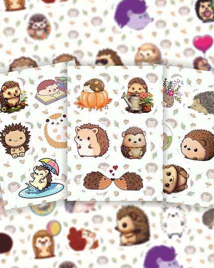 BulbaCraft Hedgehog Stickers for Water Bottle and Laptop - Hedgehog Party Supplies & Decorations, Waterproof Vinyl Decals, Cute Animal and Pet Stickers, Gifts for Women & Men