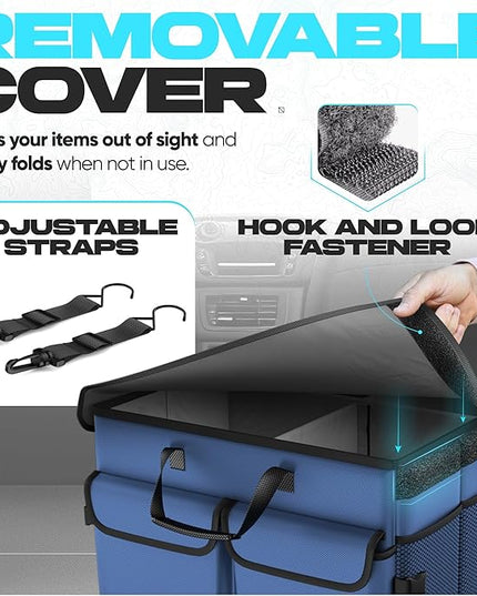 FORTEM Trunk Organizer For SUV Car Trunk Organizer, Foldable Storage, Car Accessories for Women Men, Collapsible Bag, Perfect Christmas Gifts, 600D Oxford, Non Slip Bottom, Straps, Soft Cover (85L)