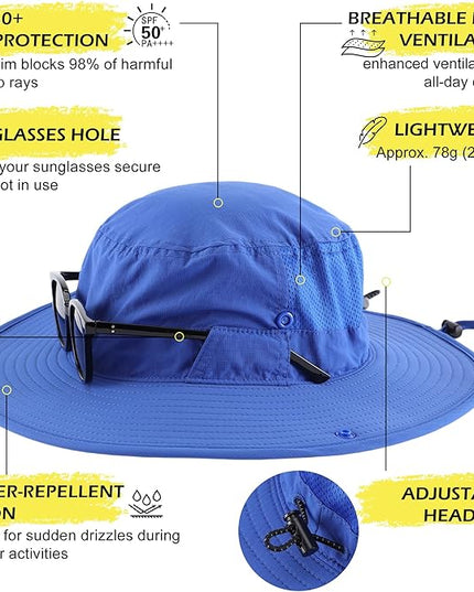 Connectyle Men's Sun Hat UPF 50+ Wide Brim Bucket Hats for Fishing Hiking Gardening Adjustable Boonie Hat Outdoor Safari Hats