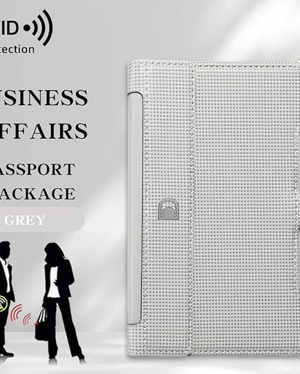 Passport Holder for Travel Essentials, RFID Blocking PU Leather Passport Wallet Cover Card holder Case Passport Book Holders for Women and Men, Grey