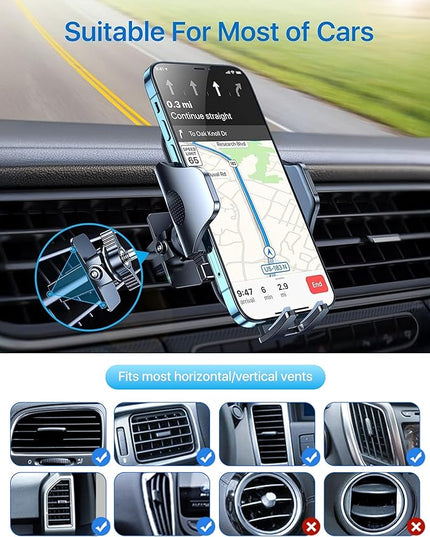 andobil 2026 Upgraded Car Phone Holder Mount, Military-Grade Phone Holders for Your Car Vent Ultra-Stable Metal Clip Universal 360° Cell Phone Car Mount for iPhone 17 Pro Max 16/15/14/13/12/ Samsung