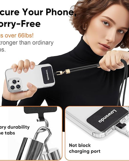 Phone Lanyard Universal Crossbody Cell Phone Strap Anti-Theft Adjustable Neck Lanyard for iPhone 17 Pro Max 2pcs Phone Patchs Tether Pads for Women & Men Mint Green