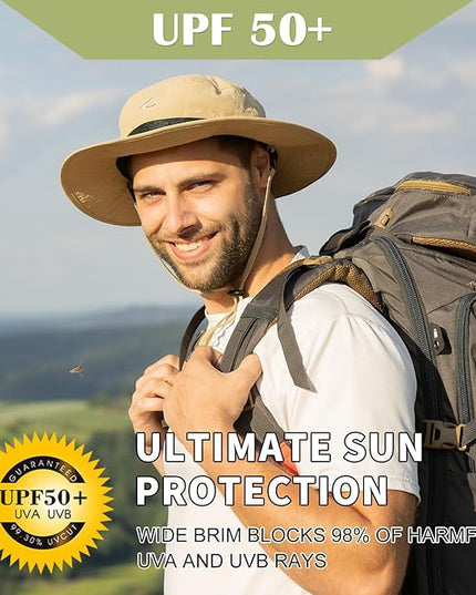 Oversized XL XXL Waterproof Sun Hat for Big Heads Mesh Bucket Hat Wide Brim Adjustable Packable Hiking Beach Fishing