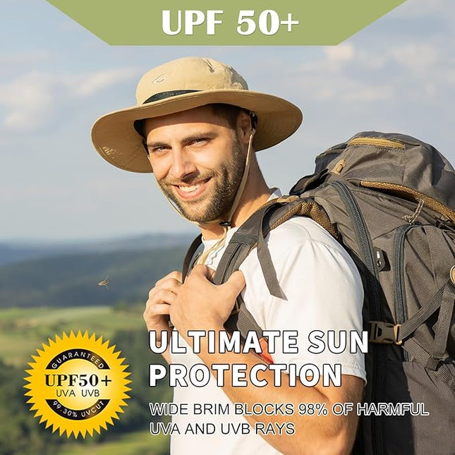 Oversized XL XXL Waterproof Sun Hat for Big Heads Mesh Bucket Hat Wide Brim Adjustable Packable Hiking Beach Fishing