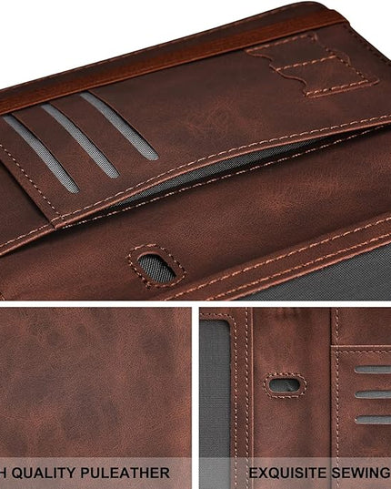 HerriaT Passport and Vaccine Card Holder Combo,Cover Case with CDC Vaccination Card Slot, Leather Travel Documents Organizer Protector, with RFID Blocking, for Women and Men