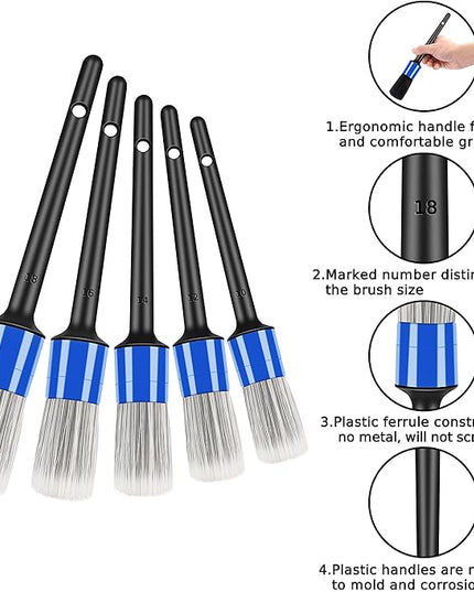10pcs Car Detailing Kit, Premium Detailing Brush Set Includes 5 Soft Car Detailing Brushes, 3 Wire Brush, 2 Air Vent Brush for Cleaning Car Interior and Exterior Detailing, Blue
