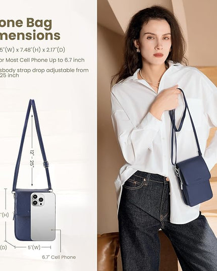 befen Genuine Leather Small Crossbody Bags for Women, Cell Phone Cross body Purse Bag with RFID Blocking Card Slots