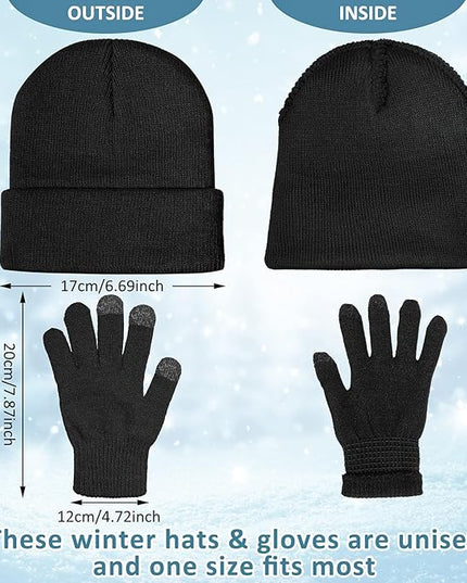 SATINIOR 56 Pcs Bulk Winter Hats and Gloves Set for Homeless Beanies Touchscreen Gloves Knit Cuffed Skull Caps for Men Women