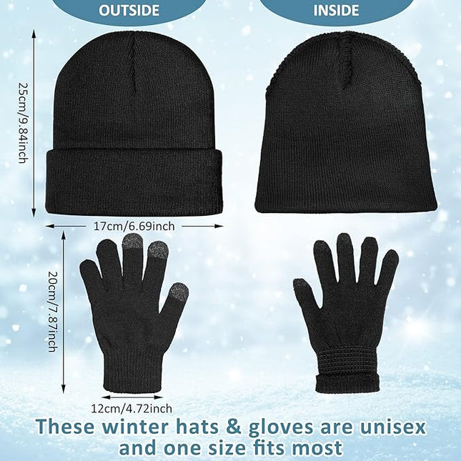 SATINIOR 56 Pcs Bulk Winter Hats and Gloves Set for Homeless Beanies Touchscreen Gloves Knit Cuffed Skull Caps for Men Women