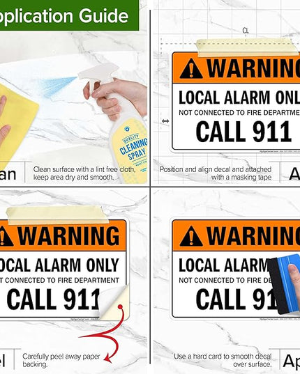 Warning Local Alarm Only Not Connected To Fire Department Call 911 Sign, 10x7 Inches, 4 Mil Vinyl Decal Stickers Weather Resistant, Made in USA by My Sign Center