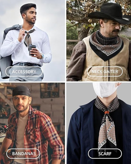 27.5 Inches Square Silk Feeling Neck Scarf for Men Necktie Silk Bandanas Pocket Square Cowboy Scarves