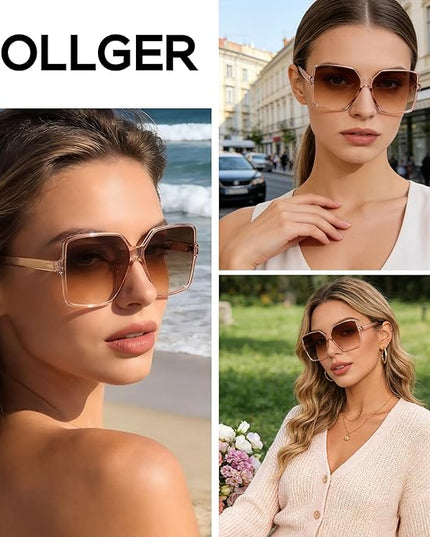 Dollger Oversized Square Sunglasses for Women Big Large Wide Fashion Shades for Men UV Protection Unisex