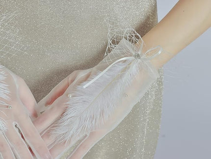 Sahabowi Satin Gloves Formal Bridal Banquet Party Wedding Opera Solid Colorful Mitten For Women