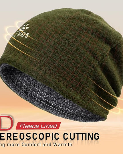 Lvaiz Mens Winter Beanie Hat Warm Fleece Lined Skull Cap for Men Reversible Women Windproof Watch Hat Knit Warm Unisex Beanie
