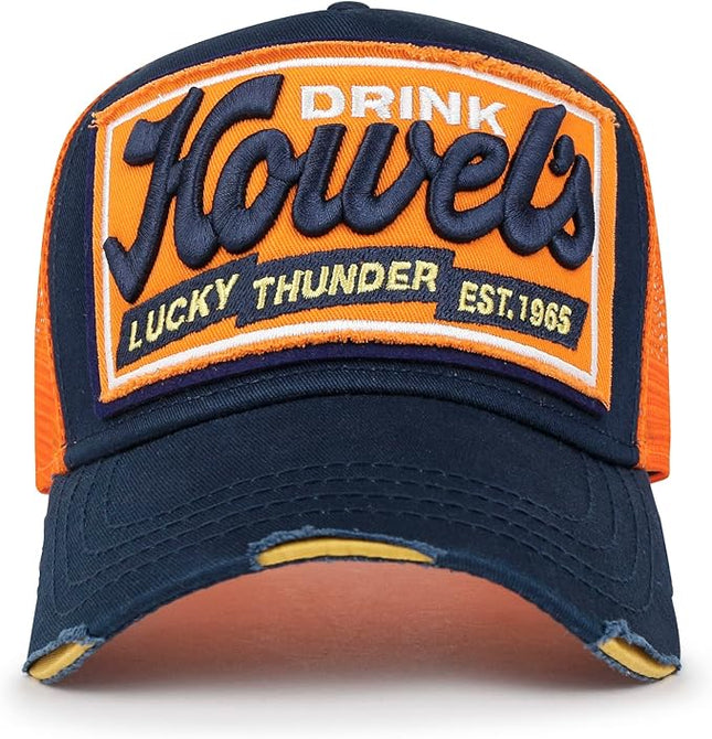 ililily Premium Howels Embroidery Vintage Baseball Cap Distressed Trucker Hat
