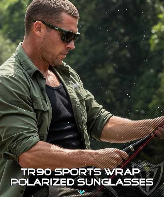 ATTCL Polarized Sunglasses Men for Fishing: UV Protection Lightweight TR90 Sports Wrap Sun Glasses Driving Golf Running