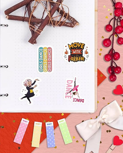100Pcs Dance Stickers for Water Botlle, for Scrapbooking - Dancer Stickers - Gifts for Dancer - Dance Party Supplies - Gift for Women & Men