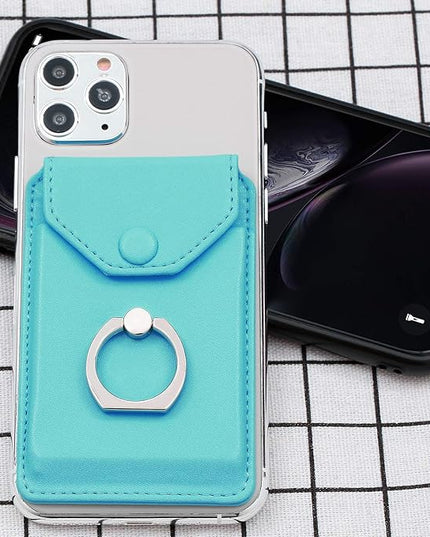 Cell Phone RFID Ring Stand - Wallet Holder for iPhone, Android & All Smartphones - Adhesive Credit Card Holder - Green