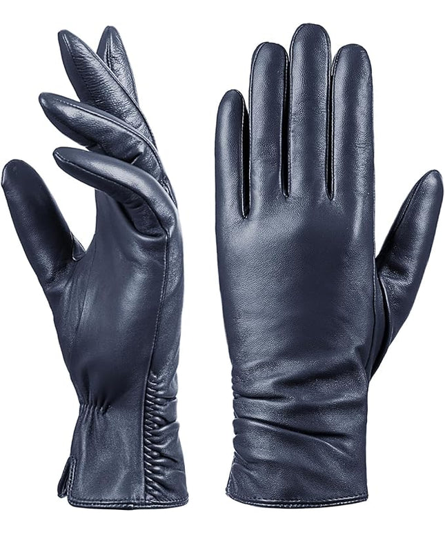 Womens Winter Leather Touchscreen Texting Warm Driving Lambskin Pure Genuine leather Gloves