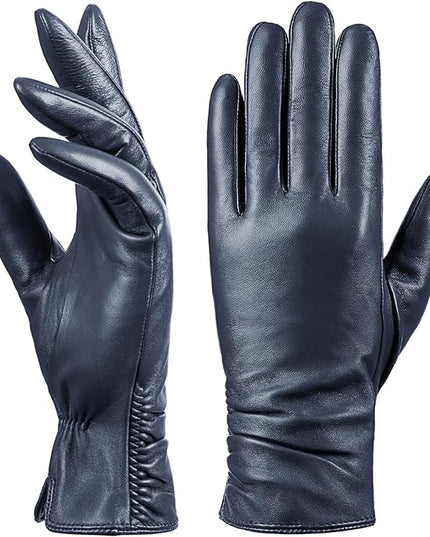 Womens Winter Leather Touchscreen Texting Warm Driving Lambskin Pure Genuine leather Gloves