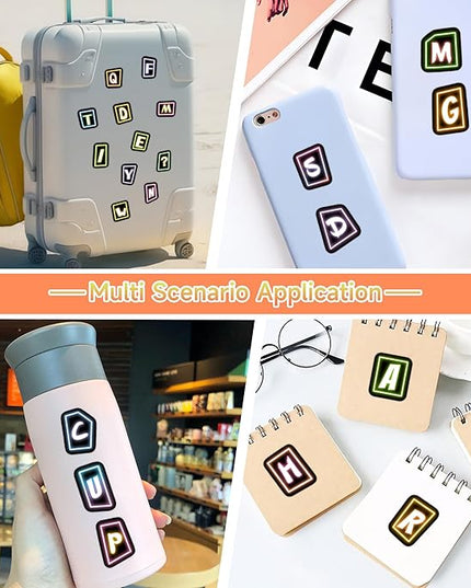 70 Pcs Alphabet Neon Stickers for Kids, Vinyl Letters A-Z Water Bottle Decals for Teens, Waterproof Skateboard Decor for Adults Kids Girls Boys
