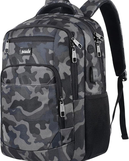 Paude Backpack for Men,College Backpack School Bookbag for Teens,Laptop Bookbag with USB Port and Headphone Hole
