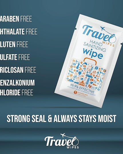 Hand Sanitizing Travel Wipes – 15ct Individually Wrapped | Fragrance-Free, Moisturizing, 70% Isopropyl Alcohol Wipes | Travel, Home, Office, Daily Use | Made in USA