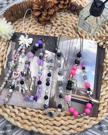 Phone Charms Cute Beaded Phone Lanyard Wrist Strap Aesthetic CellPhone Keychain Cute PhoneCharms for Women