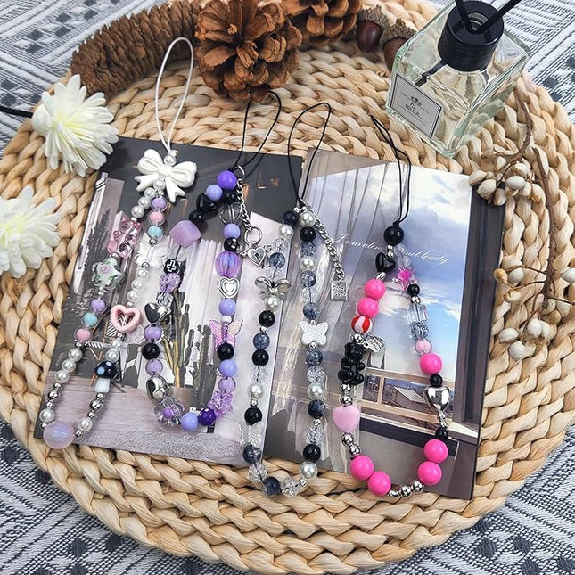 Phone Charms Cute Beaded Phone Lanyard Wrist Strap Aesthetic CellPhone Keychain Cute PhoneCharms for Women