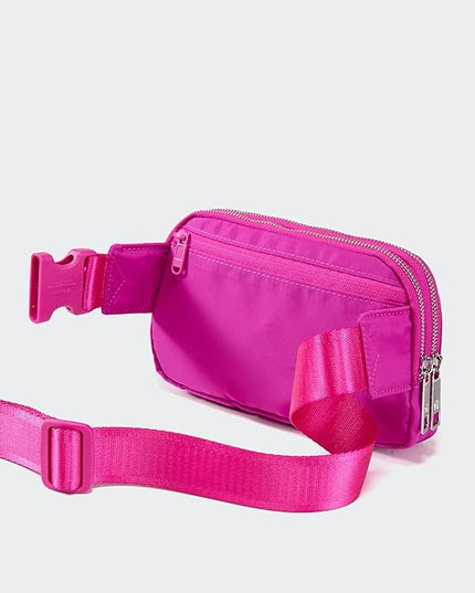 Pander Everywhere Belt Bag for Women, 5 Zipper Pockets Nylon Crossbody Fanny Pack Purse (Grape Purple)