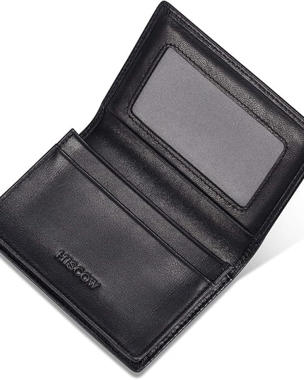 Leather Business Card Case Holder for Men & Women, Italian Calfskin