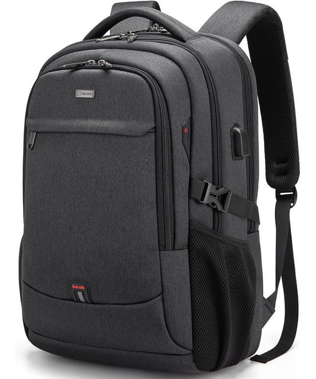 DUSLANG 17 Inch Laptop Backpack for Travel Water Resistant College Backpack for Men/Women Laptop Bag with USB Charging Port,Black