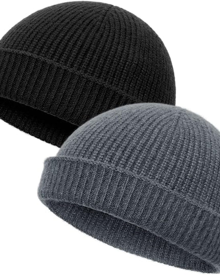 vidsel Thin Wool Fisherman Beanie Hat for Men Women Fall Winter,Short Knit Cuffed Fashion Trawler Skull Cap,Watch Cap