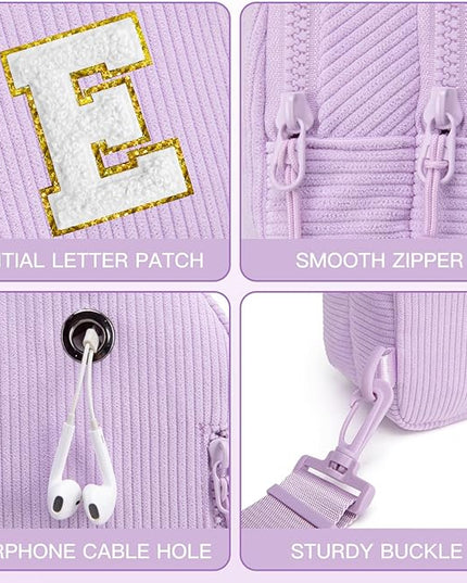 Viverte Small Corduroy Sling Bag Initial Crossbody Bag Fanny Pack for Girls Personalized Birthday Gifts for Teen Girls Gifts