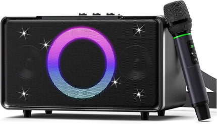 GFEEN Party Bluetooth Speaker: 100W Peak Loud! Deep Bass, 15H Playtime, Large Wireless Speakers, Powerful Sound, Light Show, Fast Charging for Outdoor, Backyard, House(Silver with 1Mic)