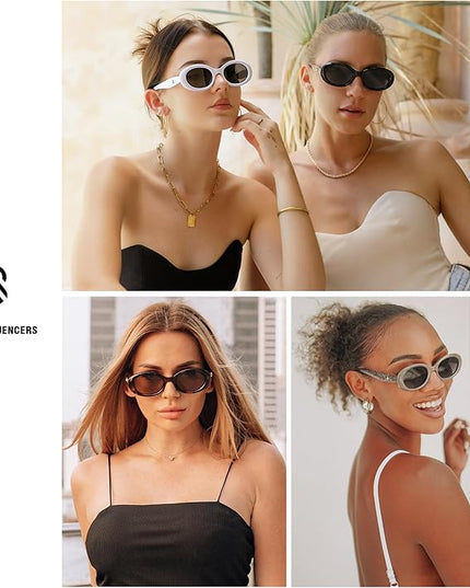 SOJOS Small Retro Oval Polarized Sunglasses for Women Men 90s Vintage UV400 Protection Tiny Sun Glasses SJ2286